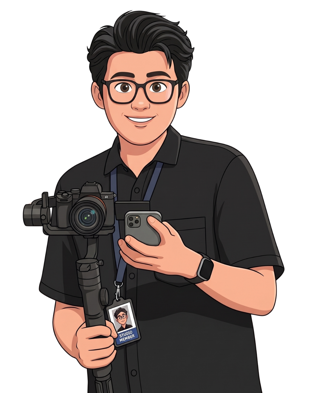 Muhammad Dhani Holding Camera and Phone